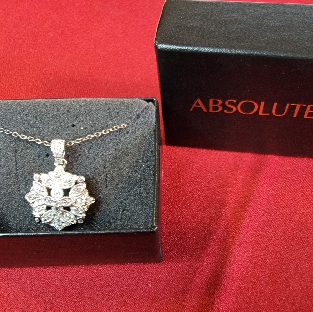 Absolute Sterling Silver CZ necklace‎ 925 HSN